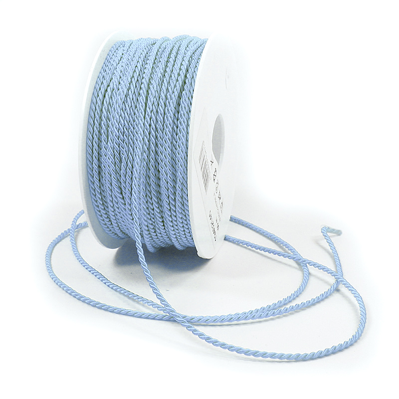 Kordel: 2mm breit / 50m-Rolle, hellblau.