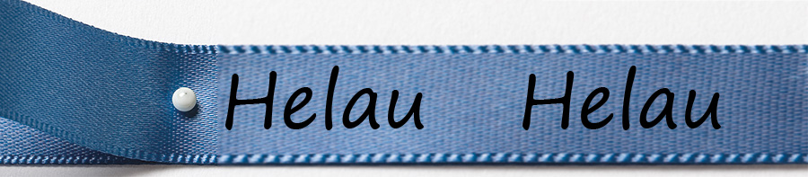 Karnevals-Satinband Helau: 15mm breit / 25m-Rolle: blau mit schwarzer Schrift