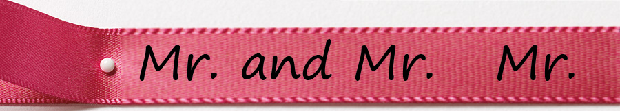 Hochzeitsband pink Mr. &  Mr. : 15mm breit / 25m-Rolle