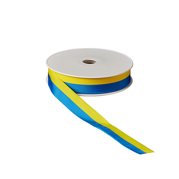 Nationalband UKRAINE, 10mm breit / 25m-Rolle, blau-hellgelb