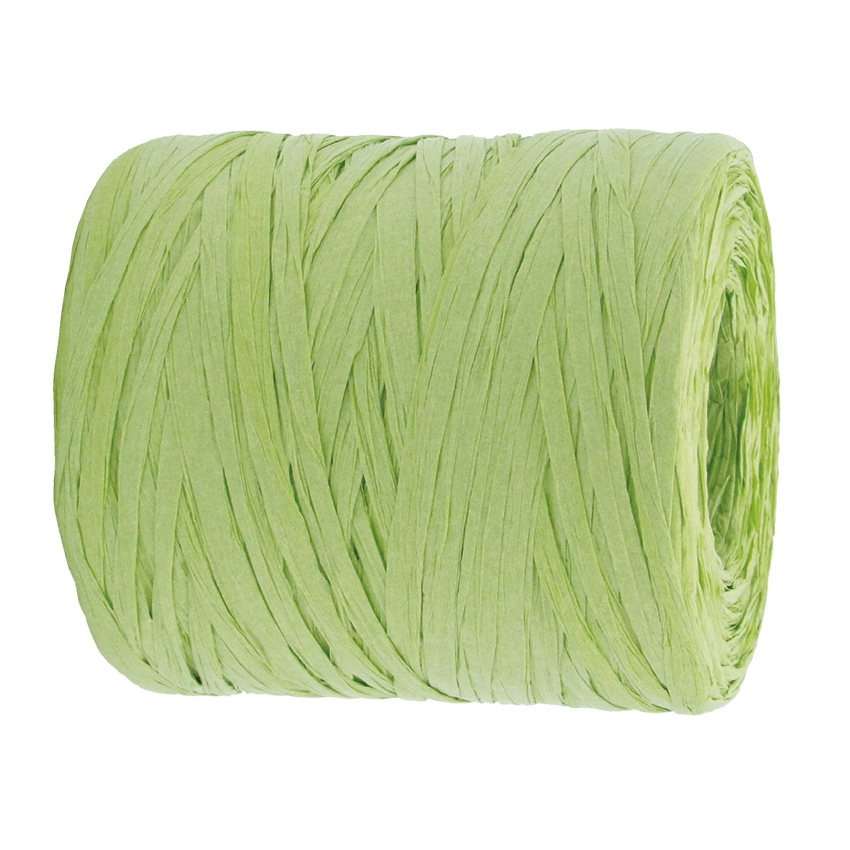 8RAF200-23 PAPER-Raffia-Bast, lindgrün: 5mm breit / 200m-Rolle