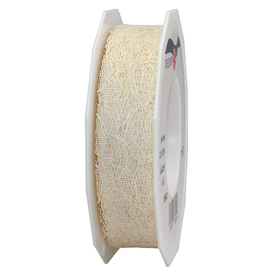 Spitzenband: 25mm breit / 25m-Rolle, creme