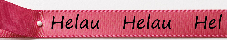 Karnevals-Satinband Helau: 15mm breit / 25m-Rolle: pink mit schwarzer Schrift