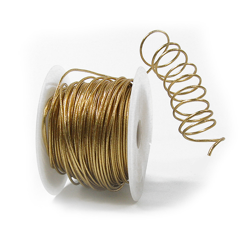 48420515 Drahtkordel, gold: 2mm breit / 50m-Rolle