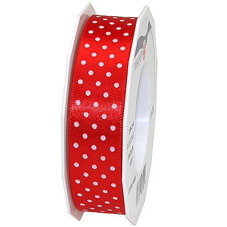 3432520609 Pünktchenband, rot: 25mm breit / 20m-Rolle