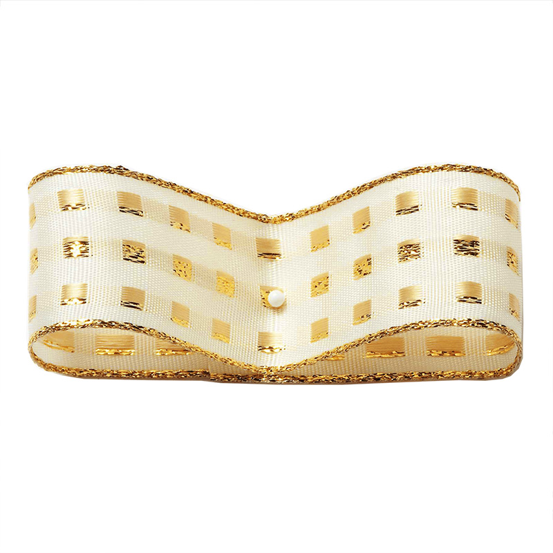 1512025106m5XaPb0NOgGtQ Dekorband-GLAMOUR, creme-gold: 25mm breit / 25m-Rolle, mit Drahtkante