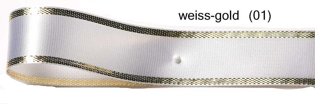 Satinband EASY mit Goldkante:weiss-gold (001)