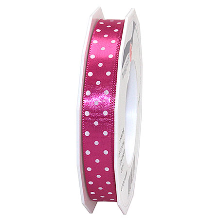 Pünktchenband - Mini Dots, pink: 15mm breit / 20m-Rolle, mit feiner Webkante