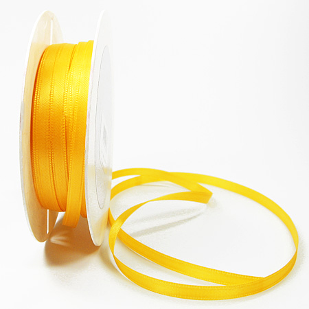 Satinband-SINFINITY, gelb: 6 mm breit / 50 Meter, mit feiner Webkante.
