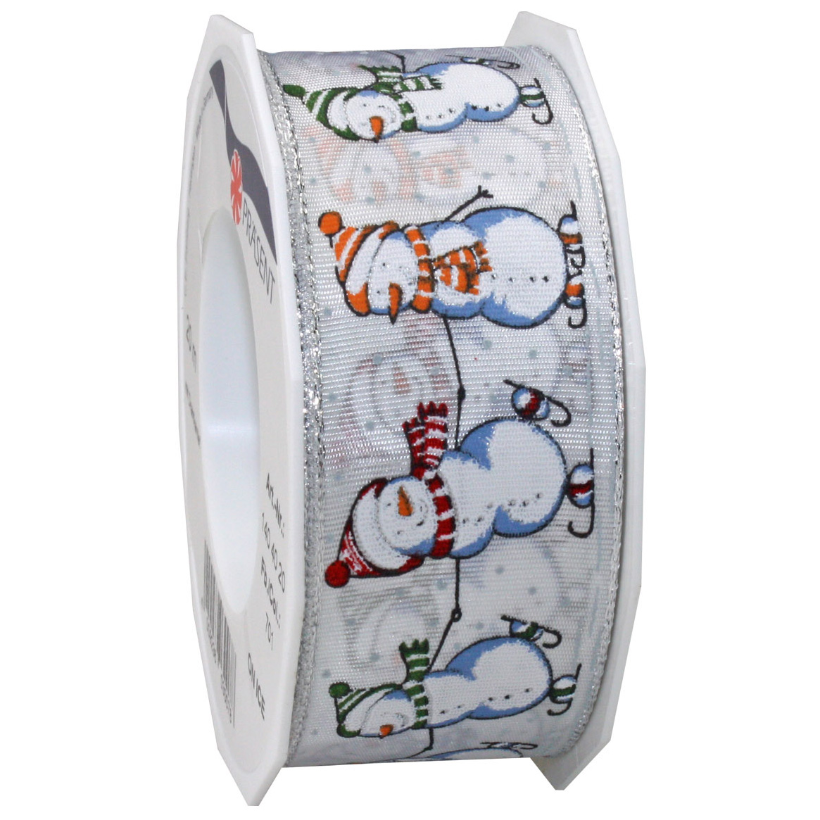 1404020701 Weihnachtsband-ONICE: 40mm breit / 20m-Rolle, mit Drahtkante, weiss