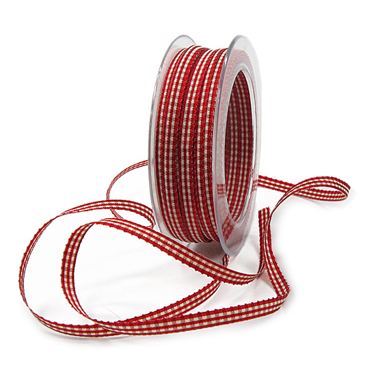 Karoband-Landhauskaro, rot-weiss: 6mm breit / 25m-Rolle