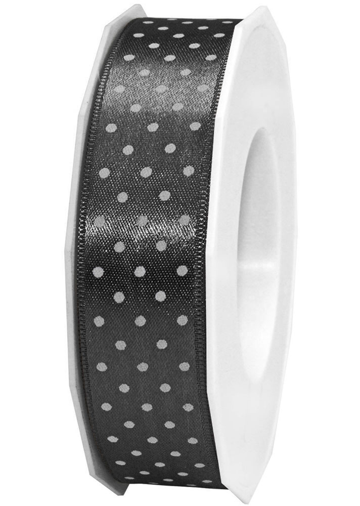Dots-Braun-3432520613 Pünktchenband-MINI DOTS, schwarz: 25mm breit / 20m-Rolle.