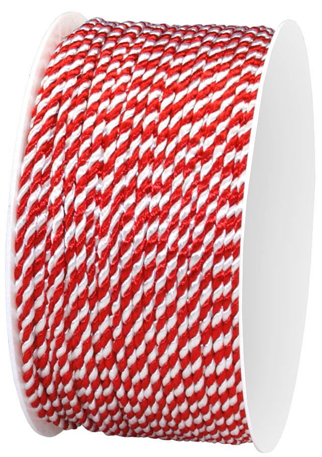 360-02-50-609-Spree Kordel, rot-weiß 2-farbig gedreht: 2 mm breit / 50-Meter-Rolle