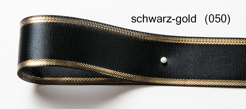 Satinband EASY mit Goldkante: schwarz-gold (050)