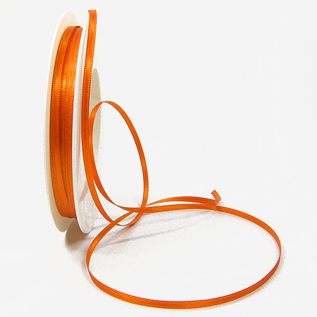 Satinband SINFINITY, orange: 3mm breit / 50m-Rolle, mit feiner Webkante.