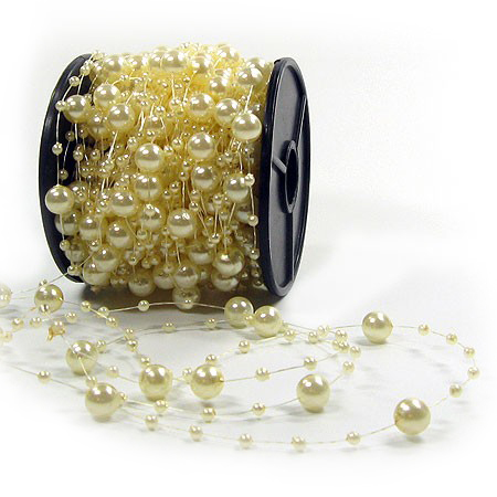 801300702 Dekoperlen, creme - 8mm breit / 10m-Rolle