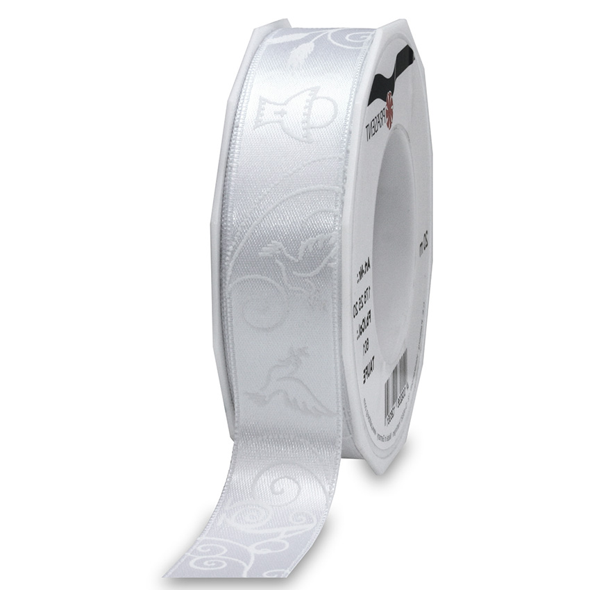 1782520601 TAUFE-Dekorband: 25mm breit / 20m-Rolle, weiß