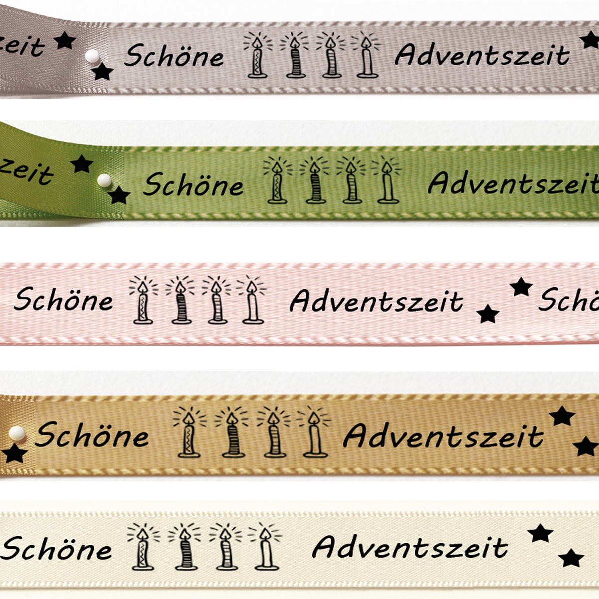 Adventsband aus- Satin: 15mm breit / 25m Rolle - Farbauswahl